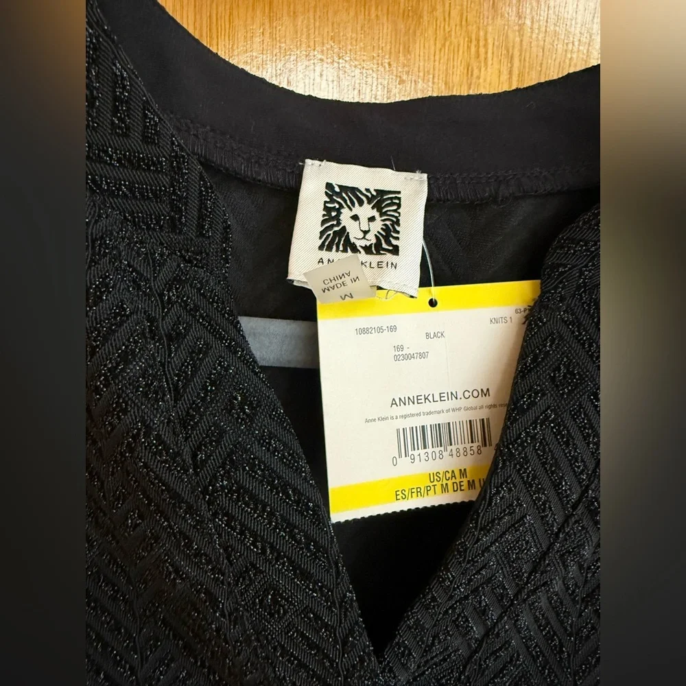 Anne Klein Black Textured Knit Top - Picture 2 of 7